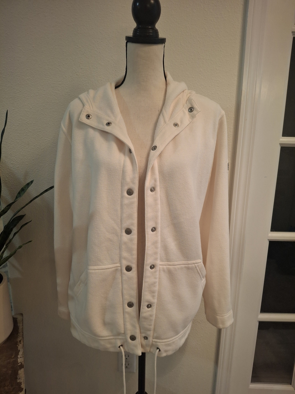 Lauren Ralph Lauren Cream Hooded Utility Jacket with Snap Front